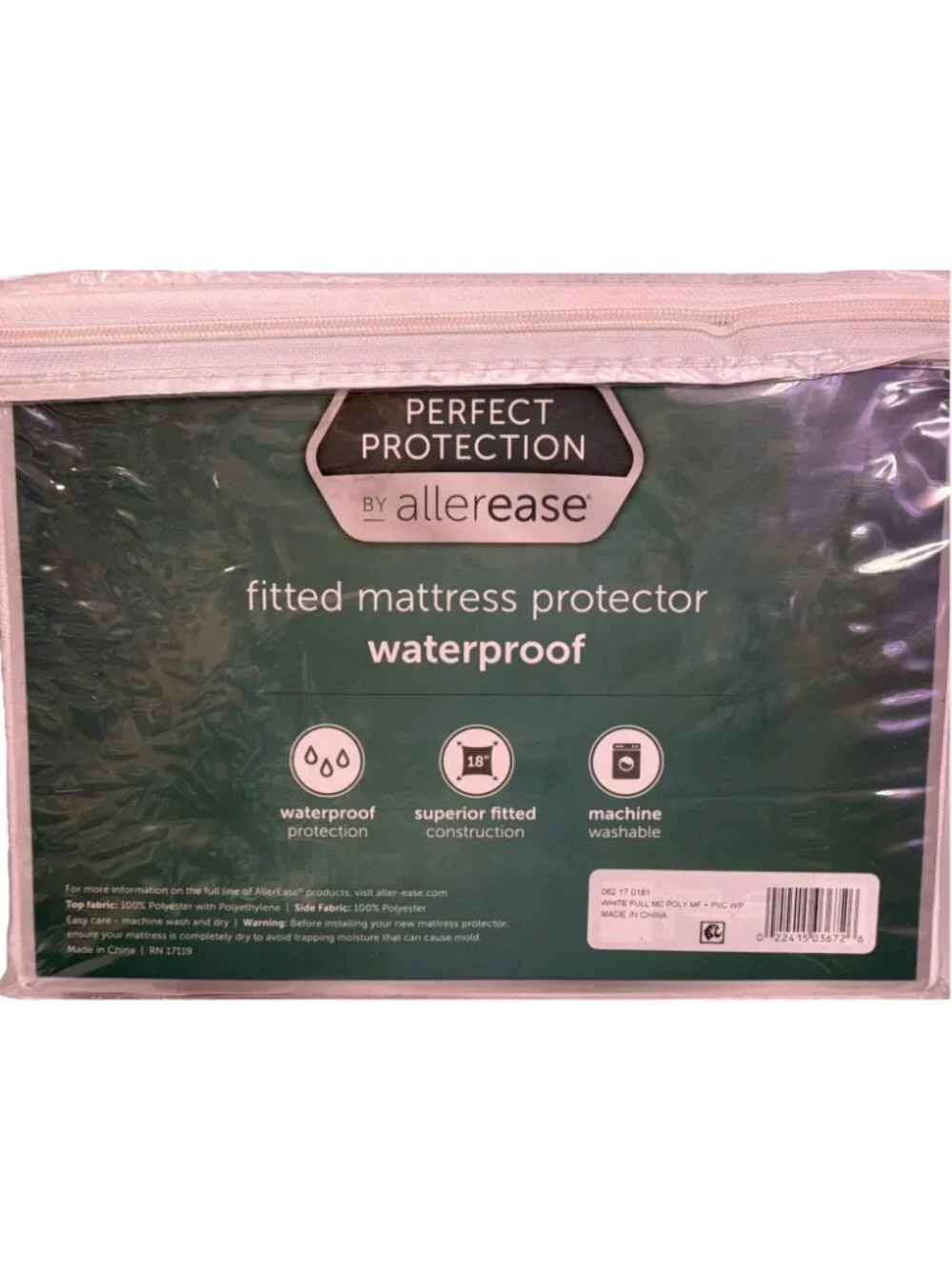 AllerEase Full Size Perfect Waterproof Fitted Mattress Protector New